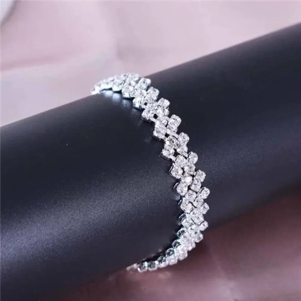 Rhinestone Bracelet Glamorous Zinc Alloy Decor For Women For Party Wedding Gift